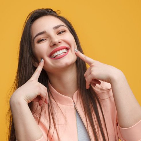 Lady shows off pretty smile